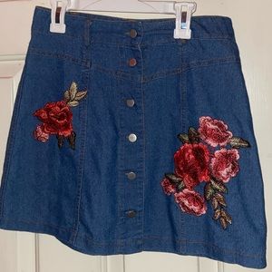 Floral jean skirt